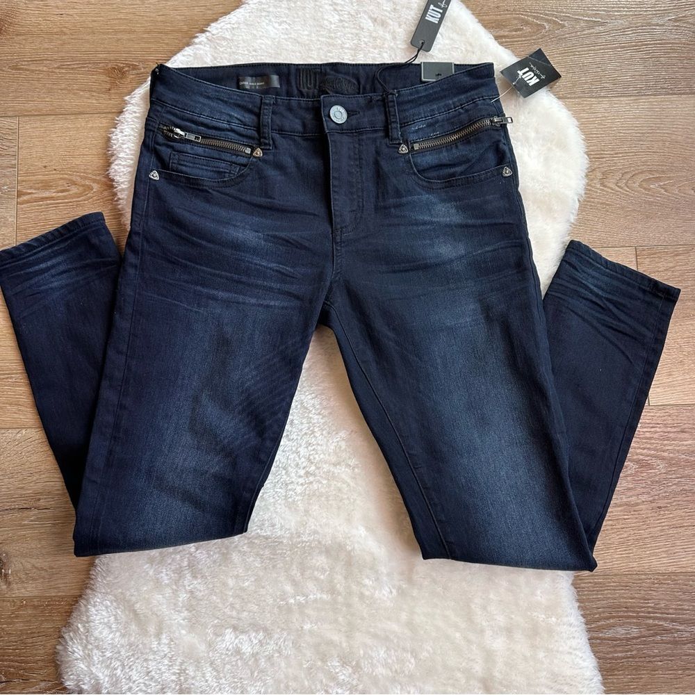 Kut From The Kloth Emma Ankle Skinny Jeans Women Size 6 Dark Wash Zipper Accent